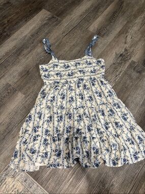 Blu Pepper Cream and Blue Floral Smocked Sundress